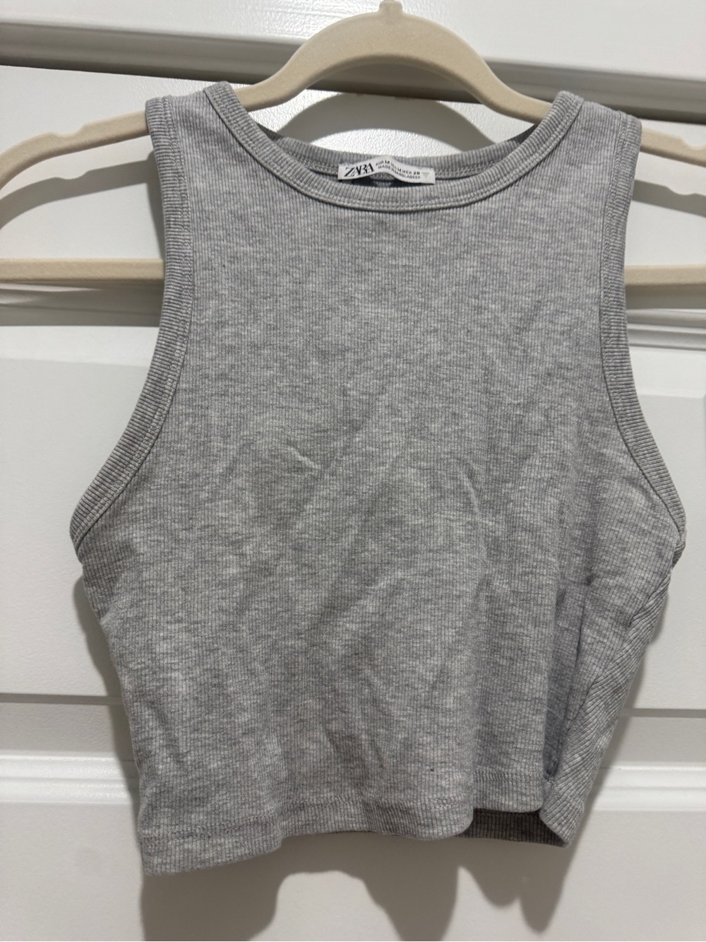 Zara Light Grey Ribbed Crop Tank